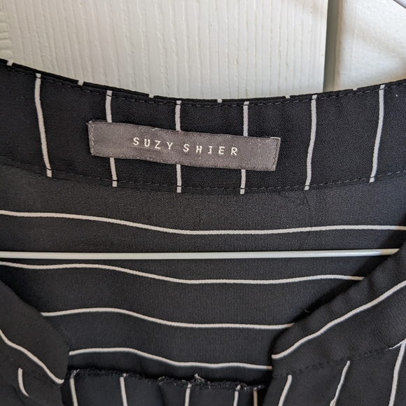 Black and White Striped Women's Blouse - Picture 3 of 7